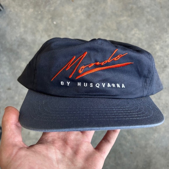 Husqvarna Other - Husqvarna Mondo Vintage Navy Blue Snapback Hat Orange Embroidery Cotton Cap